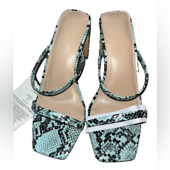 The Drop Avery Teal Snake Sandal Heels, NWT, Size 6 - Picture 1 of 6